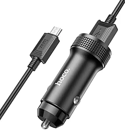 Автомобільний зарядний пристрій Hoco Z49A Level 18W QC USB-A + micro USB Cable Black - мініатюра 3
