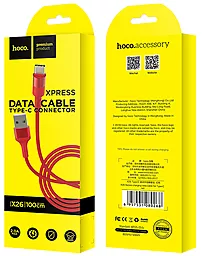 Кабель Hoco X26 Xpress USB-A - Type-C 18w 2a 1м cable Red - мініатюра 3 Кабель Hoco X26 Xpress USB-A - Type-C 18w 2a 1м cable Red - мініатюра 3