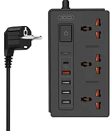 Сетевой фильтр (удлинитель) XO WL06 EU 3роз. 3USB/PD/QC 30W 2.4A 1.8м чёрный - фото Сетевой фильтр (удлинитель) XO WL06 EU 3роз. 3USB/PD/QC 30W 2.4A 1.8м чёрный