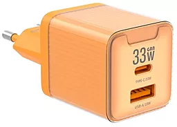 Сетевое зарядное устройство Jellico EU55 33w GaN PD USB-C/USB-A ports charger оrange - фото Сетевое зарядное устройство Jellico EU55 33w GaN PD USB-C/USB-A ports charger оrange