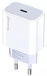 Сетевое зарядное устройство с быстрой зарядкой Grand-X 20w PD/QC4.0 USB-C fast charger white (CH-770) - миниатюра 2