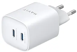 Сетевое зарядное устройство Havit UC45 45w PD 2xUSB-C ports charger white (HV-UC45-WH) - фото Сетевое зарядное устройство Havit UC45 45w PD 2xUSB-C ports charger white (HV-UC45-WH)