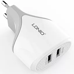 Мережевий зарядний пристрій LDNio Dual home charger + Micro USB Cable 2.1A Grey-Light (A2268)