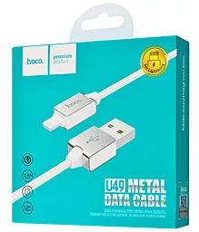 Кабель Hoco U49 Refined Steel USB-A - Lightning 12w 2.4a 1.2м cable White - миниатюра 3 Кабель Hoco U49 Refined Steel USB-A - Lightning 12w 2.4a 1.2м cable White - миниатюра 3