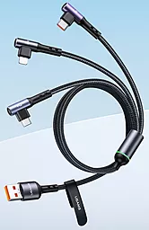 Кабель USB Usams U80 Right Angle 66w 6a 3-in-1 3-in-1 USB to Type-C/Lightning/micro USB Cable black - миниатюра 2