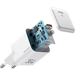Сетевое зарядное устройство Usams US-CC186 30w PD USB-C home charger white (CC186TC02) - миниатюра 3