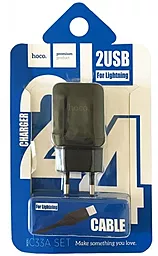 Сетевое зарядное устройство Hoco C33A Little Superior 2USB/2.4A Lightning Set Black - миниатюра 4