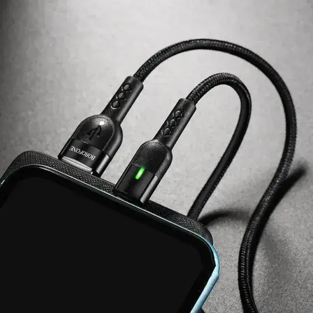 Кабель Borofone BU17 Starlight USB-A - Type-C 12w 2.4a 1.2м cable Black - фото 4