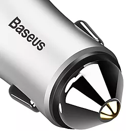 Автомобильное зарядное устройство Baseus Golden Contactor Dual U Intelligent Car Charger Silver (CCALL-DZ0S) - миниатюра 5