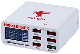 Зарядна станція FLYCDI FDC-002 Fast Charger 6xUSB, 5A, 40W white - фото Зарядна станція FLYCDI FDC-002 Fast Charger 6xUSB, 5A, 40W white