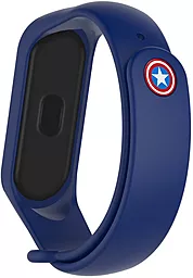 Сменный ремешок для фитнес трекера Xiaomi Mi Smart Band 5/6 Superhero Captain America Blue