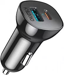 Автомобільний зарядний пристрій Choetech 38w PD USB-C/USB-A ports car charger black (TC0005)