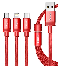 Кабель USB Baseus 18w 3.5a 3-in-1 USB to Type-C/Lightning/micro USB Cable red (CAMLT-PY09)