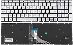 Клавиатура для ноутбука HP 250 G7, 255 G7 series с подсветкой клавиш без рамки Original Silver