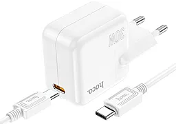 Сетевое зарядное устройство Hoco C112A Advantage 30W PD USB-C + USB-C-C Cable White - миниатюра 2