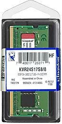 Оперативная память для ноутбука Kingston SoDIMM DDR4 8GB 2400 MHz (KVR24S17S8/8) - миниатюра 2
