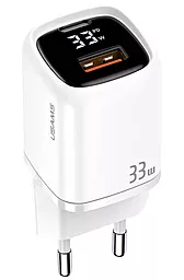 Сетевое зарядное устройство Usams T46 Digital Display 33w PD USB-C/USB-A ports charger white (US-CC152) - фото Сетевое зарядное устройство Usams T46 Digital Display 33w PD USB-C/USB-A ports charger white (US-CC152)