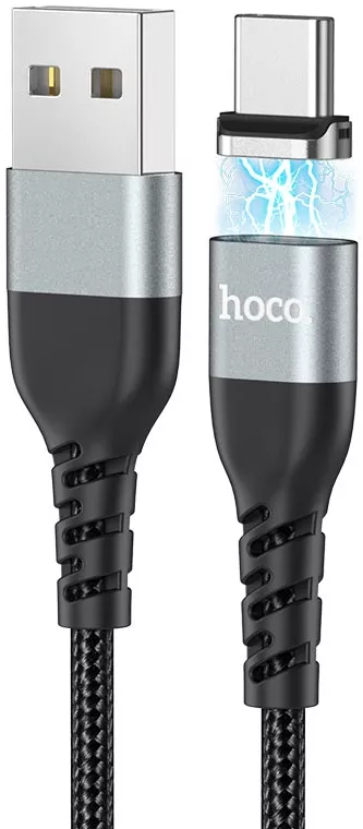Кабель Hoco U96 Traveller Magnetic Charging Data USB-A - Type-C 15w 3a 1м cable Black - фото 1