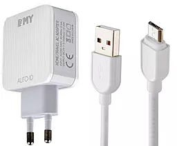 Мережевий зарядний пристрій EMY MY-A303 3xUSB 15W 3.1A + micro USB Cable White