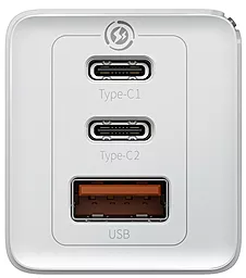 Сетевое зарядное устройство с быстрой зарядкой Baseus GaN2 Pro Quick Charger Dual USB Type-C + USB ports 65W White (CCGAN2P-B02) - миниатюра 2