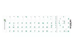 Наклейка на клавіатуру Grand-X 60 кнопок прозорі кирилиця зелений (GXTPGW)