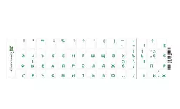 Наклейка на клавиатуру Grand-X 60 кнопок прозрачные кириллица зеленый (GXTPGW) - фото Наклейка на клавиатуру Grand-X 60 кнопок прозрачные кириллица зеленый (GXTPGW)