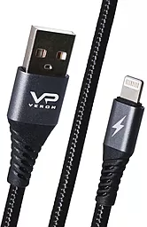Кабель Veron Braided USB-A - Lightning 12w 2.4a 1м cable Black - фото Кабель Veron Braided USB-A - Lightning 12w 2.4a 1м cable Black