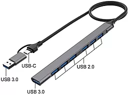 USB Type-C + USB-A хаб XoKo XK-AC-700m-SL 7-in-1 gray - мініатюра 3