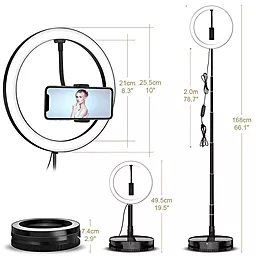 NICHOSI G1 Selfie Ring Light With Base Stand 26cm - миниатюра 2