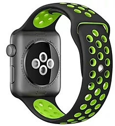 Сменный ремешок для умных часов Apple Watch Sport Band 38mm Black/Green - миниатюра 2
