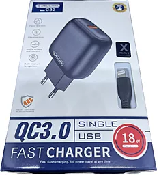 Сетевое зарядное устройство Jellico C32 18W QC3.0 USB-A + Lightning cable black - миниатюра 5