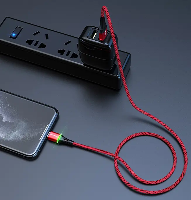 Кабель Borofone BU25 Glory USB-A - Lightning 12w 2.4a 1.2м cable Red - фото 4