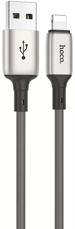Кабель Hoco X66 Howdy USB-A - Lightning 12w 2.4a 1м cable Grey - фото 1