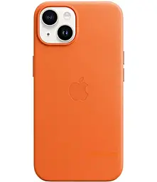 {"ru": "Чехол", "uk": "Чохол"} Leather Case with MagSafe для Apple iPhone 15 Plus  Orange