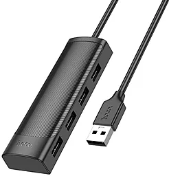 USB хаб Hoco HB41 Easy safety 4-in-1 black - фото USB хаб Hoco HB41 Easy safety 4-in-1 black