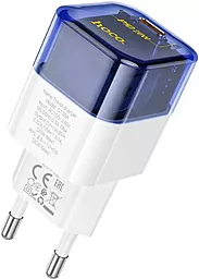 Сетевое зарядное устройство Hoco C125A 20w PD USB-C fast charger blue - фото Сетевое зарядное устройство Hoco C125A 20w PD USB-C fast charger blue