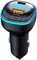 Автомобільний зарядний пристрій з FM трансмітером Veron MC033 18w QC3.0 USB-C/USB-A ports car charger black