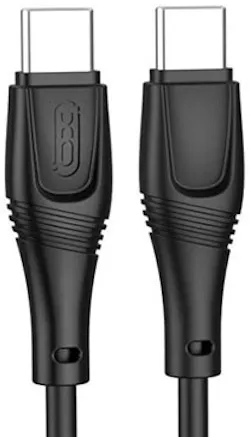 Кабель XO NB-Q239B USB Type-C - Type-C 60w 3a 1м PD cable Black - фото 1