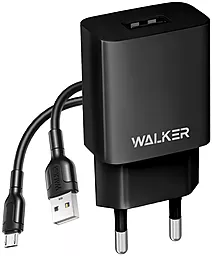 Мережевий зарядний пристрій Walker WH-26 2.1a USB-A charger + micro USB cable black