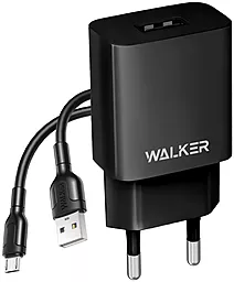Сетевое зарядное устройство Walker WH-26 12w 2.4a USB-A charger + micro USB cable black - фото Сетевое зарядное устройство Walker WH-26 12w 2.4a USB-A charger + micro USB cable black