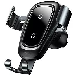 Автотримач з бездротовою зарядкою Baseus Metal Wireless Charger Gravity Car Mount Black (WXYL-B0A)