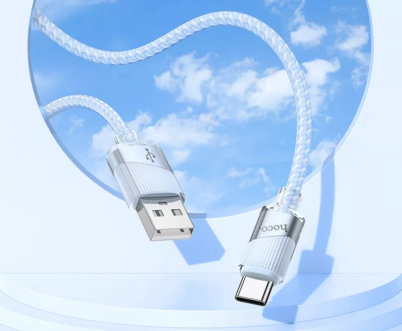 Кабель Hoco U132 USB-A - Type-C 15w 3a 1.2м cable sky Blue - фото 4