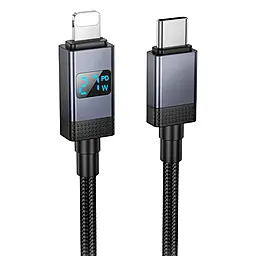 Кабель USB Hoco X118 USB Type-C - Lightning 27w 3a 1м PD cable Black - фото Кабель USB Hoco X118 USB Type-C - Lightning 27w 3a 1м PD cable Black