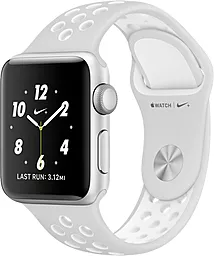 Сменный ремешок для умных часов Apple Watch Nike Sport Band 38mm Silver/White - миниатюра 2