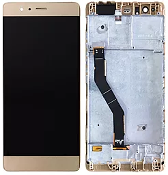Дисплей Huawei P9 Plus (VIE-L09, VIE-L29, VIE-AL10) з тачскріном і рамкою, оригінал, Gold