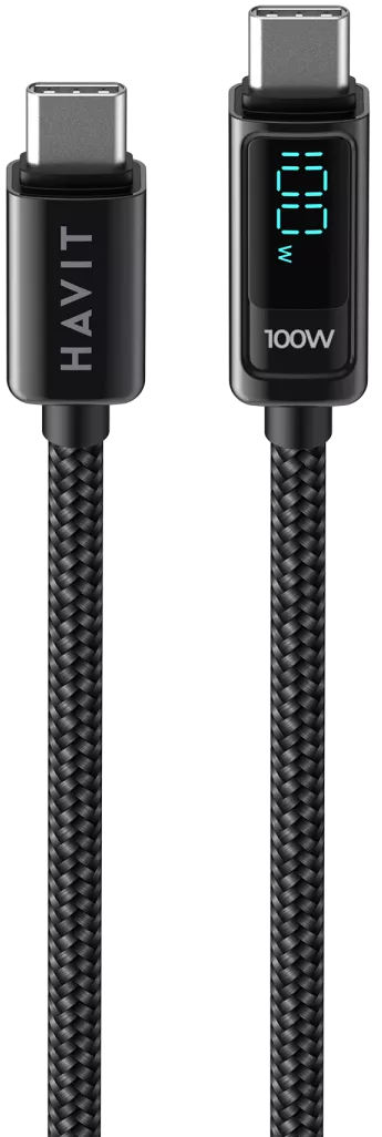 Кабель Havit HV-CB6247 USB Type-C - Type-C 100w 5a 2м PD cable Black - фото 2