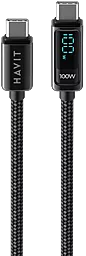 Кабель Havit HV-CB6247 USB Type-C - Type-C 100w 5a 2м PD cable Black - миниатюра 2 Кабель Havit HV-CB6247 USB Type-C - Type-C 100w 5a 2м PD cable Black - миниатюра 2