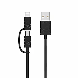 Кабель USB Usams U-Gee 2-in-1 USB to micro USB/Lightning Cable Black (US-SJ077)