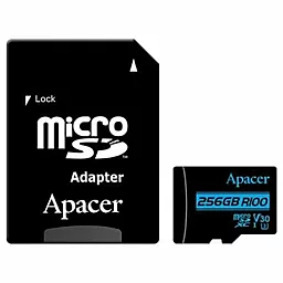 Карта памяти Apacer microSDXC 256GB R100 Class 10 UHS-I U3 V30 + SD-адаптер (AP256GMCSX10U7-R)