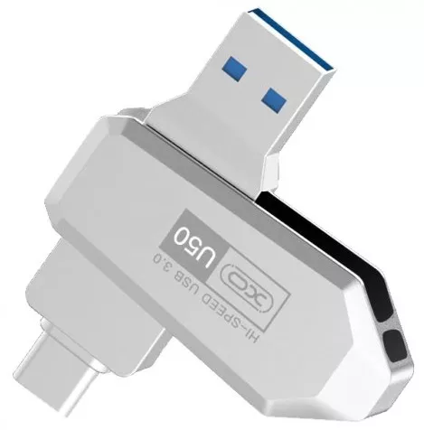 Флешка XO U50 Type-C + USB 3.0 64GB  Silver - фото 1